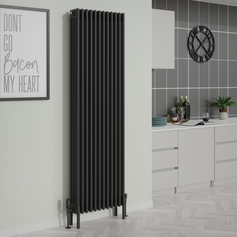 Adamo Vertical Traditional 4 Column Radiator 1800x560mm, Black