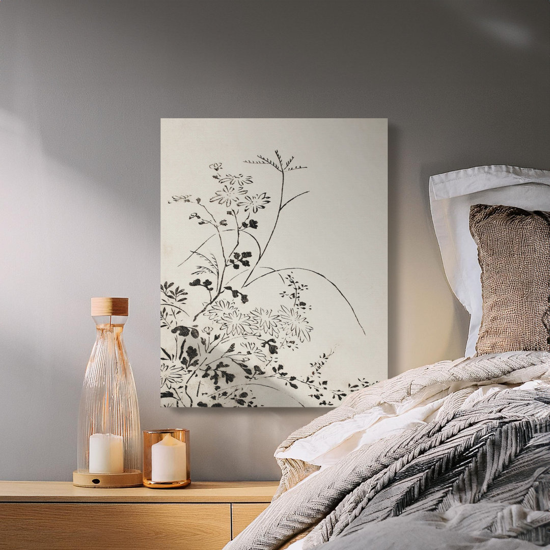 Floral Canvas Wall Art Print, Botanical Sketch, Gallery Wrapped Canvas, Ready to Hang, Archival Quality, Home Decor, Statement Piece