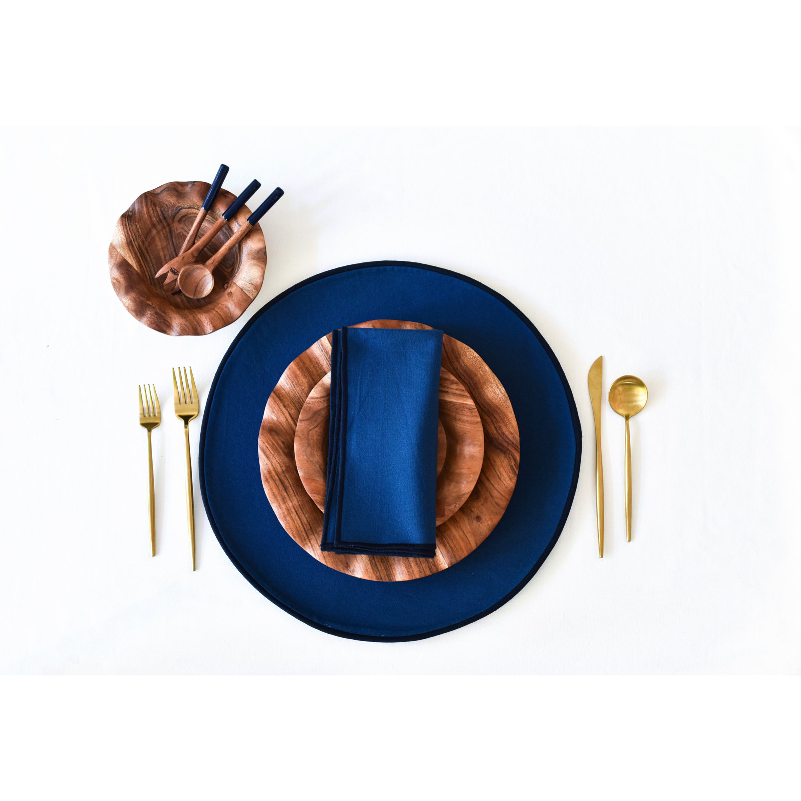 Blush And Pine Color Block Round Placemat Set Of 4, Navy