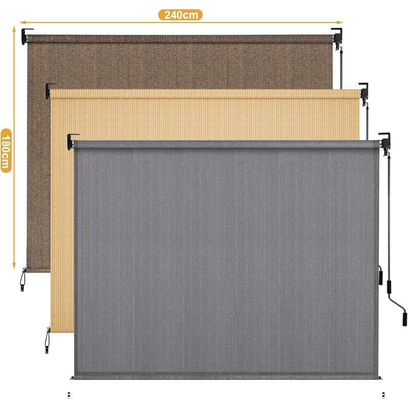 LIFERUN 187cm W x 3cm D Polyester Cover Retractable Patio Awning, Brown