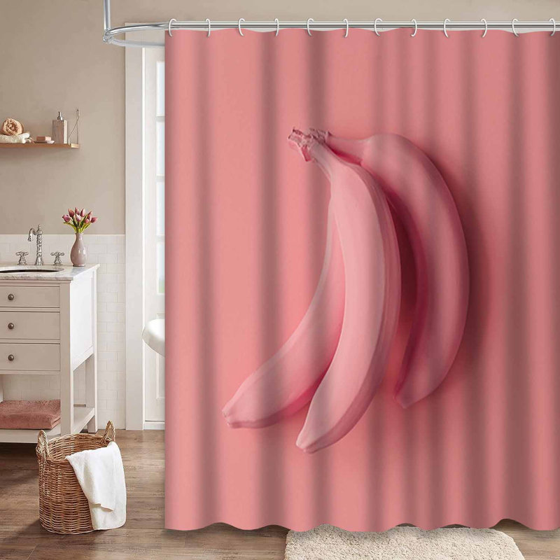 Rideau de douche rose avec 12 crochets, L 72 po x l 78 po