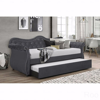Upholstered Daybed, Velvet Wood Trundle Daybed