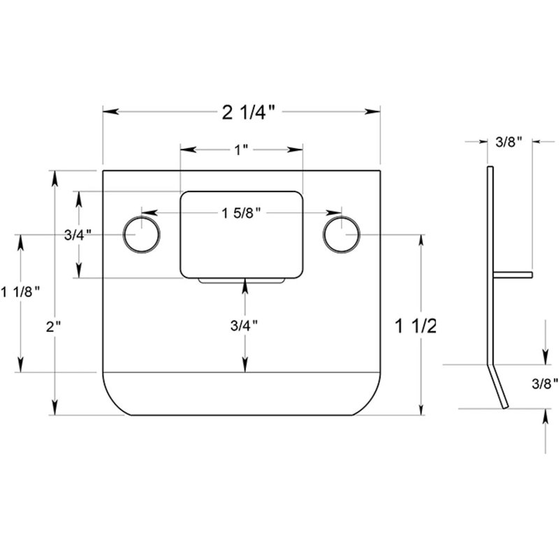 Plaque arrière étendue, Acier inoxydable, H 2 po x l 2,25 po x P 0,05 po