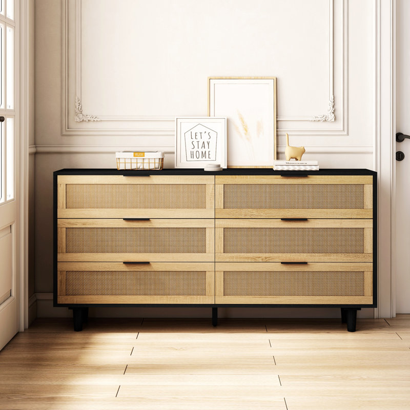 Armoire de rangement 6 tiroirs, H 29,58 po x l 59,11 po x P 15,8 po, Black