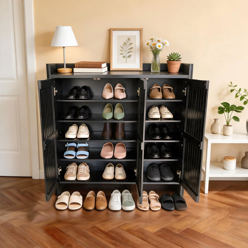 Meuble à chaussures noir pour entrée, Noir