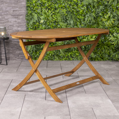 Oval Wooden Folding Outdoor Dining Table