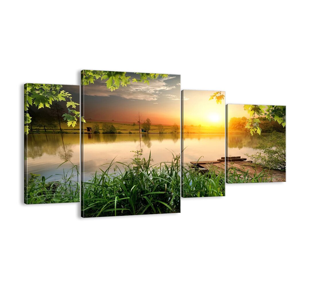 4-tlg. Leinwandbilder-Set - Fotografie „Landscape in a Green Frame”