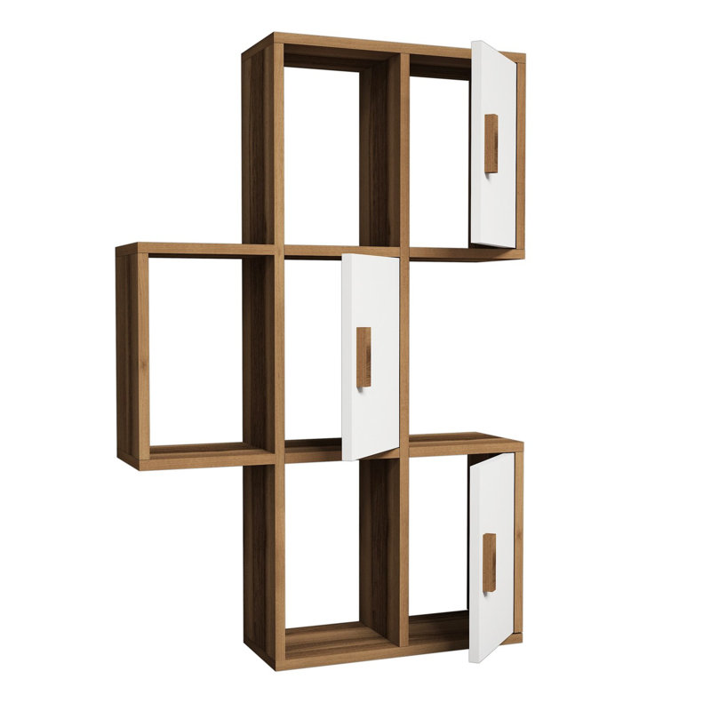 Tallapoosa 6 Piece Cubby Shelf, Walnut/White