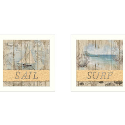 «Sail / Surf», ensemble de 2 pièces d'art mural encadré pour salon, maison par Dee Dee