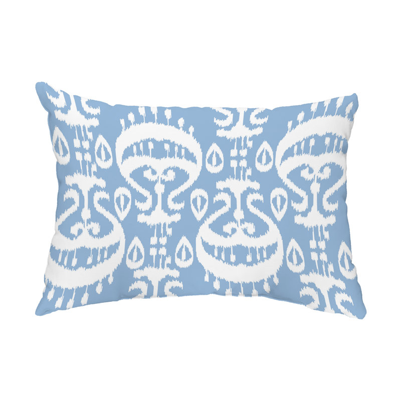 Ikat Outdoor Reversible Throw Pillow, Blue