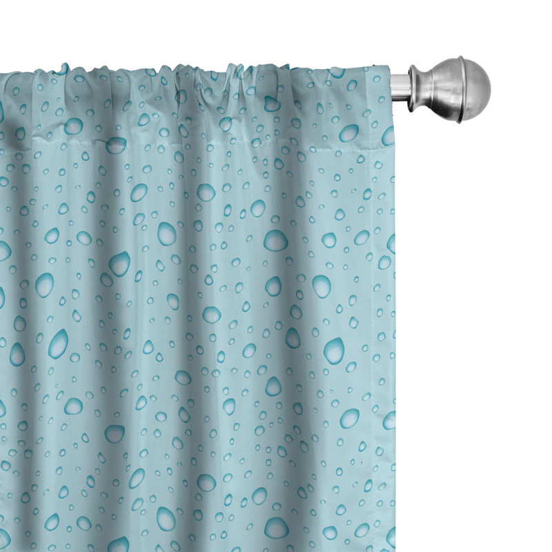 Big Small Water Rain Drops Semi-Sheer Rod Pocket Curtain Panels, 28" x 63"
