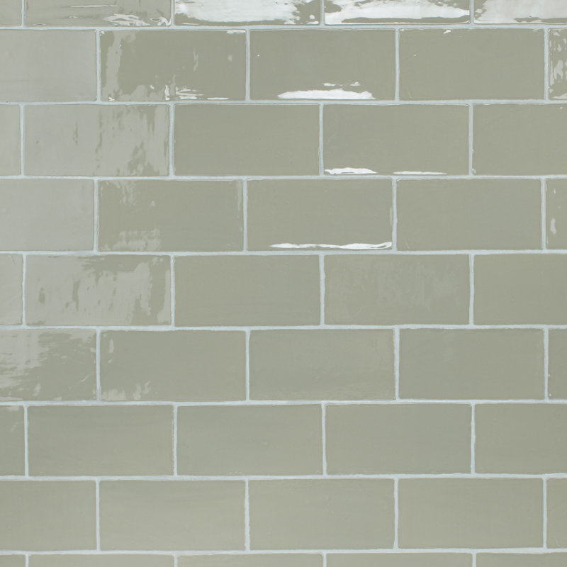 Chester 3" x 6" Ceramic Subway Wall Tile, Sage Green
