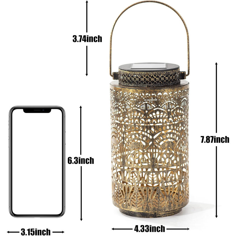 2 Pack Solar Lantern Outdoor Hanging Solar Lights Decorative Waterproof Metal For Patio