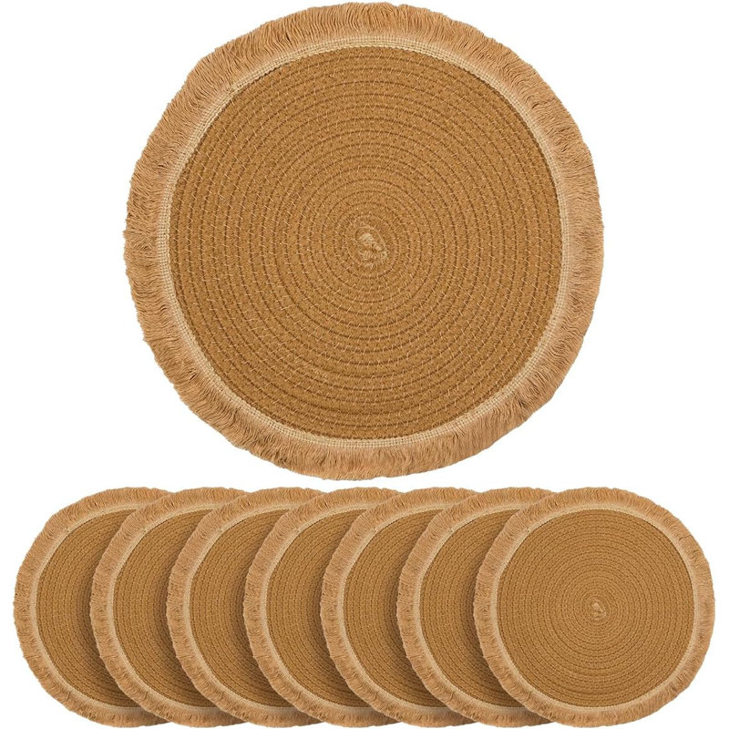 Ensemble de 8 napperons tissés Boho