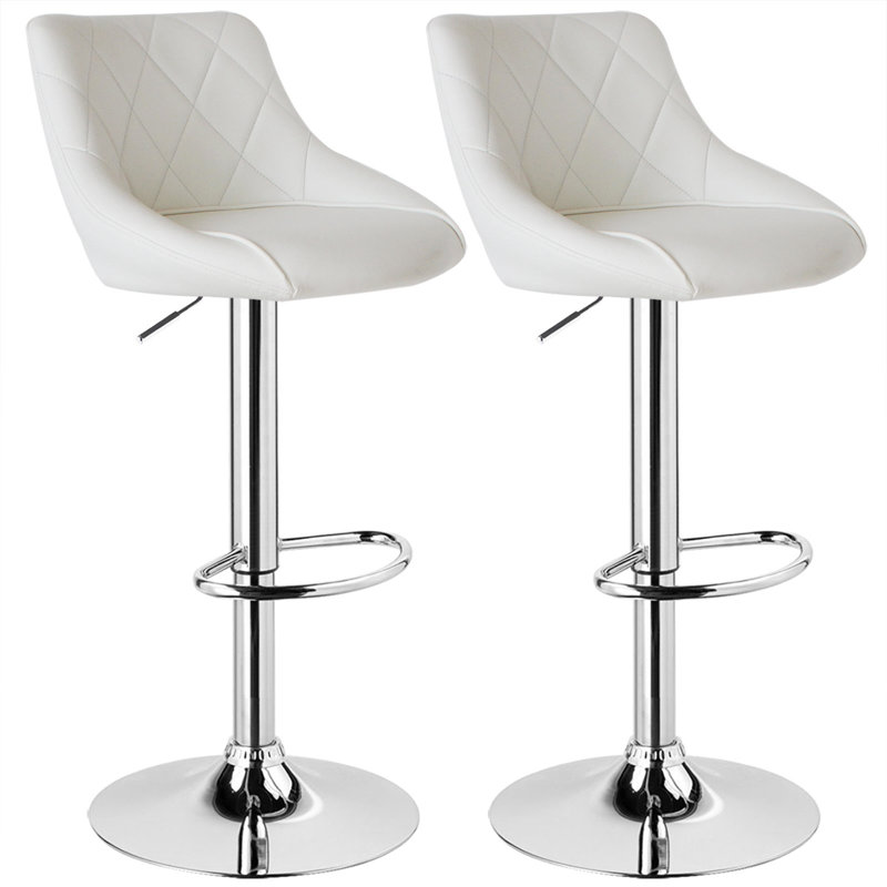 Figge Swivel Upholstered Counter Stool, White