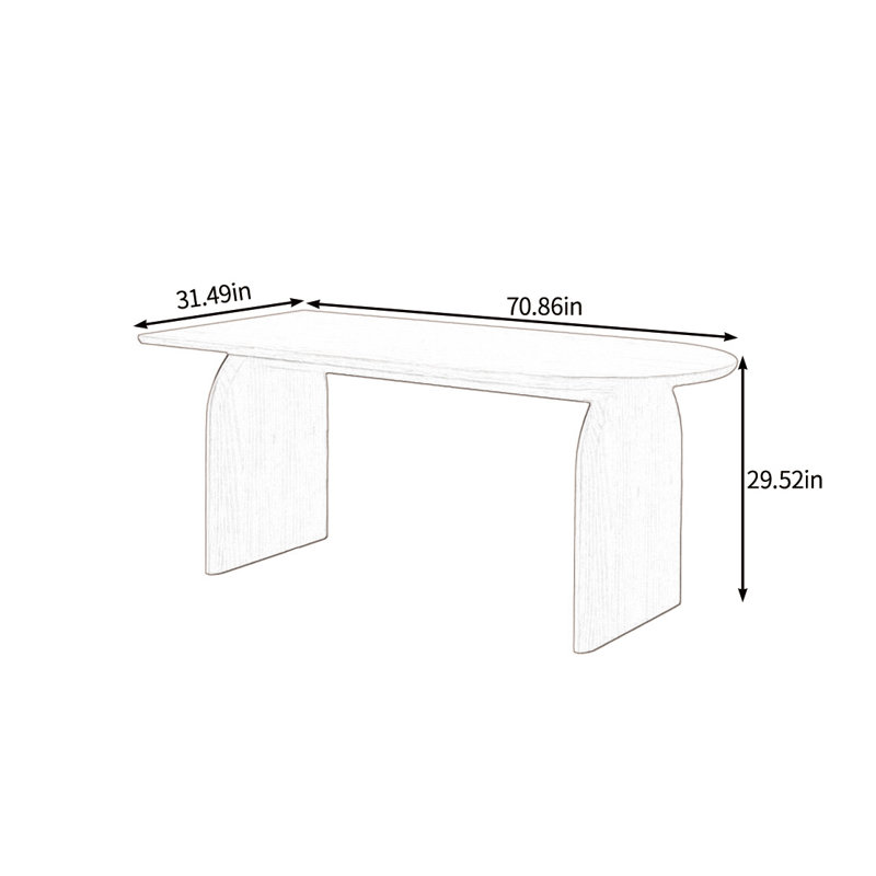 Table de salle à manger écologique en bois massif, H 29,52 po x L 70,86 po x l 31,49 po
