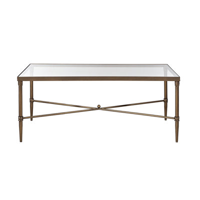 Table basse en métal trempé recouverte de verre trempé de 5 mm de hauteur, l 44 po x P 24,6 po, table rectangulaire à assembler