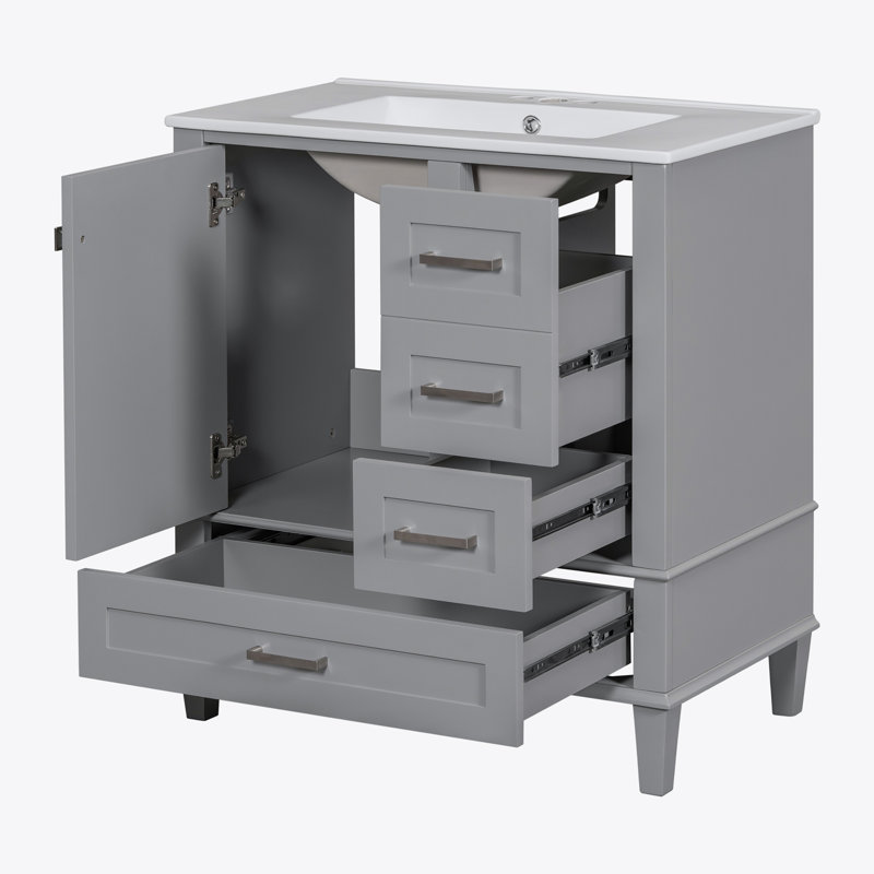 Meuble-lavabo de salle de bain, armoire de salle de bain avec lavabo, armoire de rangement de salle de bain avec porte à fermeture douce