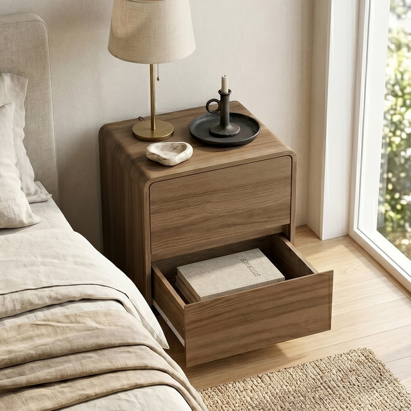 Arden 22" H Modern Brown 2 Drawer Nightstand (Set Of 2)