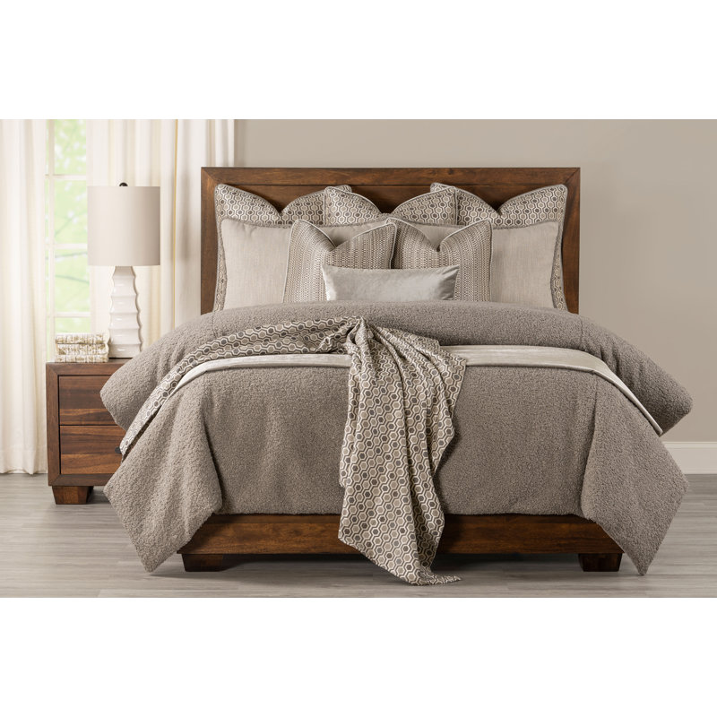 Housse de couette et taies décoratives Tiffany Bouclé, Grand, Gris fumée