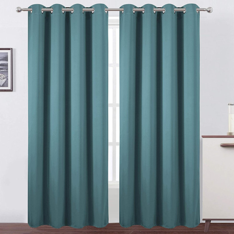 Erfried Blackout Curtain Pair, 52" W x 63" L, Teal