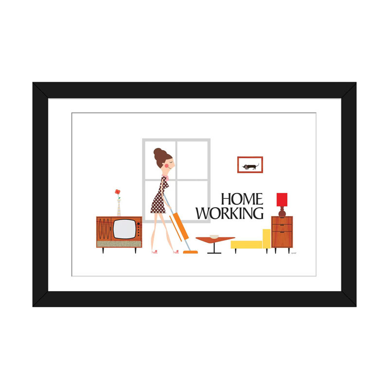 « home working », impression sur toile, Papier d'art encadré noir, H 16 po x l 24 po x P 1 po