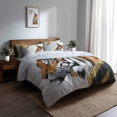 Golden Stripe Tiger Duvet Cover - Wildlife Bedding Set