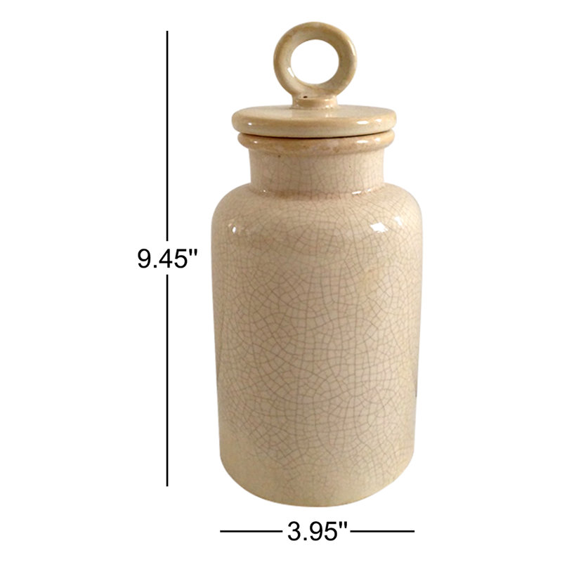 Ceramic / Porcelain Jar, 9.45" H x 3.95" W x 3.95" D