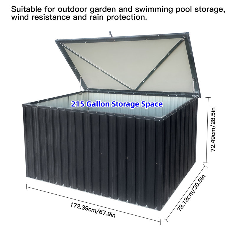 Medium Outdoor Metal Storage Box - Garden/patio Storage Box With Durable Metal Frame | 67.9×30.8×28.5in,waterproof Roofs, Lockable Doors | Fits Garden/patio/terrace (stores Cushions/pillows/blankets/toys/tools) |  Must-have Garden Organizer