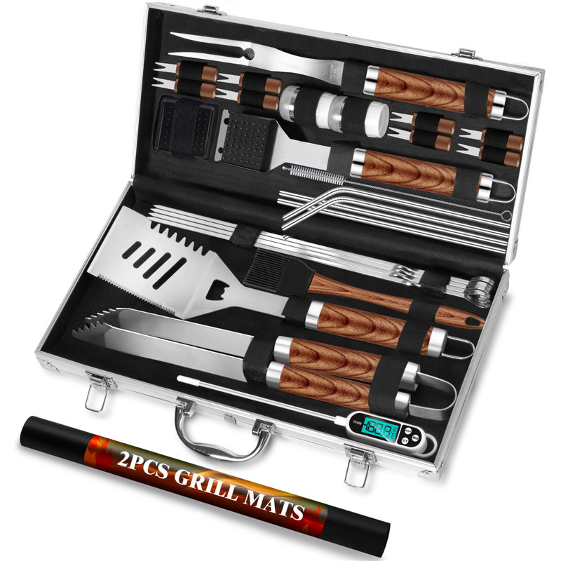 29Pcs BBQ Grill Tool Set For Dad, Heavy Duty Stainless Steel Grill Utensils Set