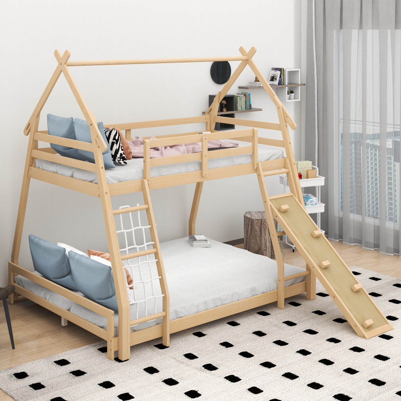 Hlavacek Kids Twin Over Queen Bunk Bed, Natural