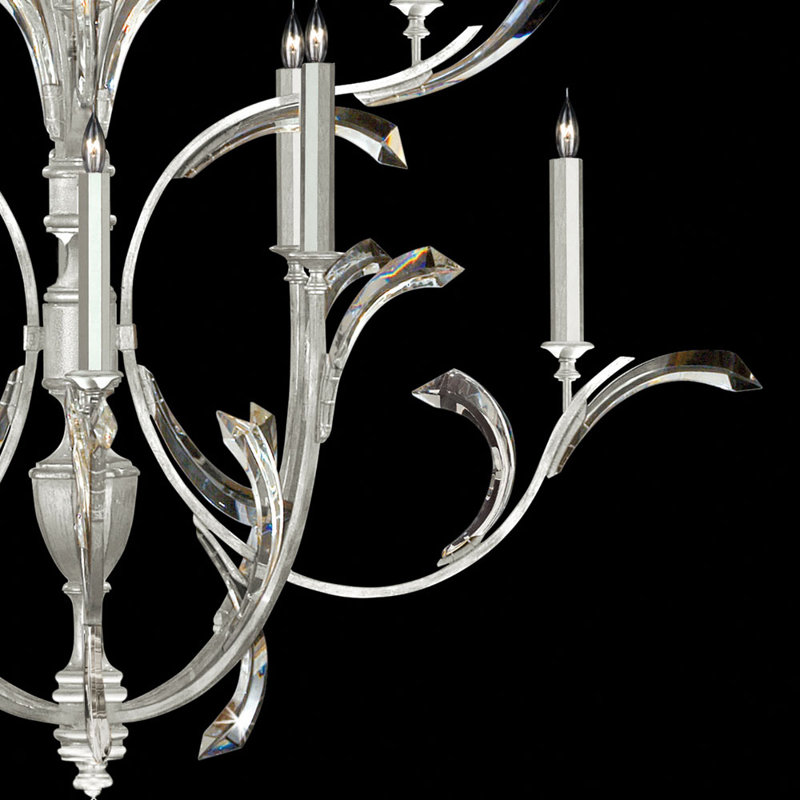 Beveled Arcs 16 - Light Chandelier, Silver