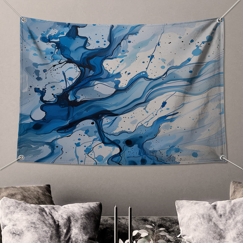 Tapisserie murale abstraite - art mural, H 50 po x l 60 po avec 4 œillets