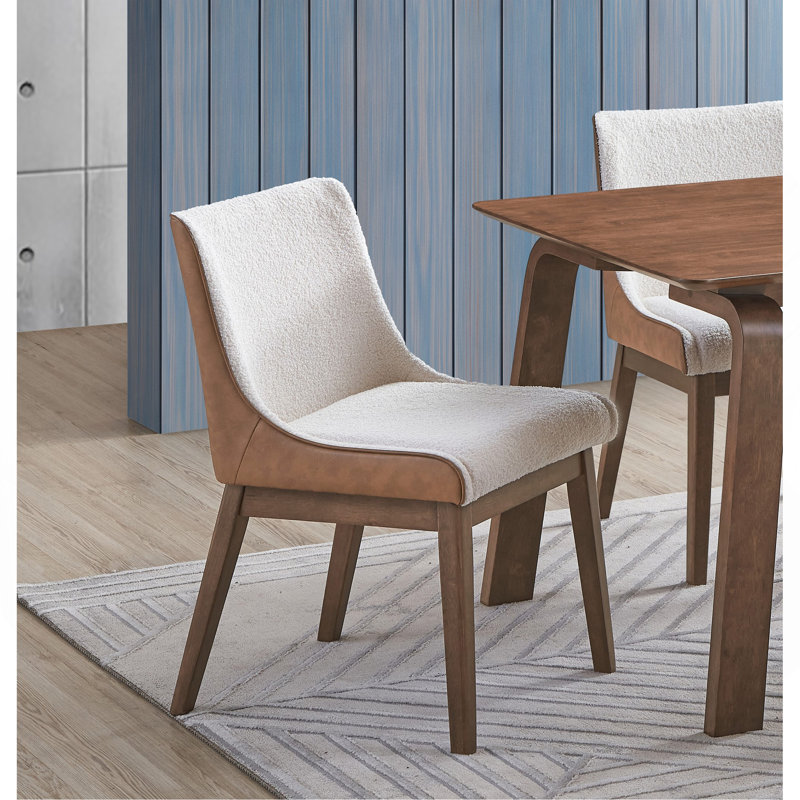 Modern Contemporary Walnut Finish 5Pc Dining Set Rectangle Table And 4X Wingback Side Chairs Retro Style Dining Furniture