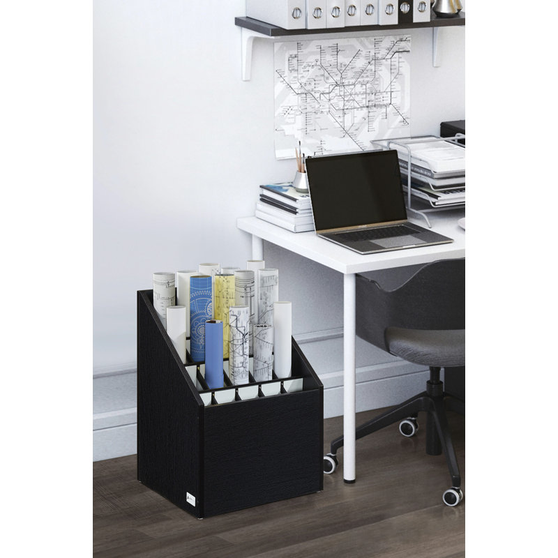 Wooden 20-Slot Blueprint Maps Upright Roll File Storage