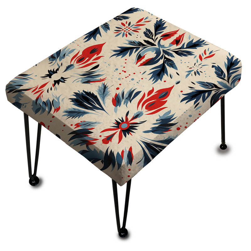 Blue Ikat Tribe Blend Fuse - Ikat Rectangle Ottoman