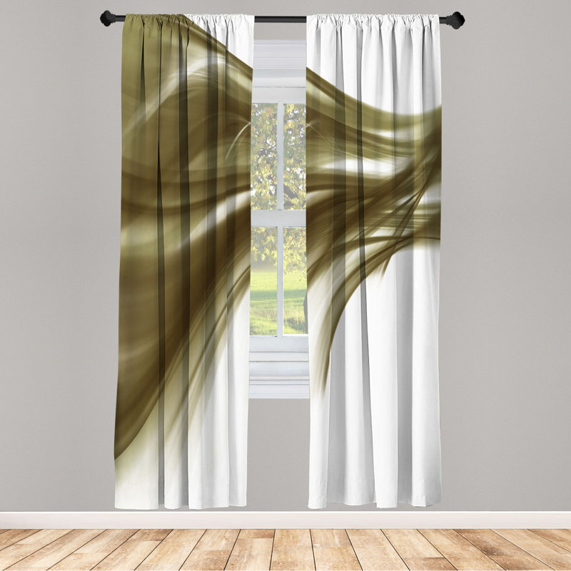 Microfiber Floral Semi-Sheer Rod Pocket Curtain Panels, 28" W x 63" L, Brown