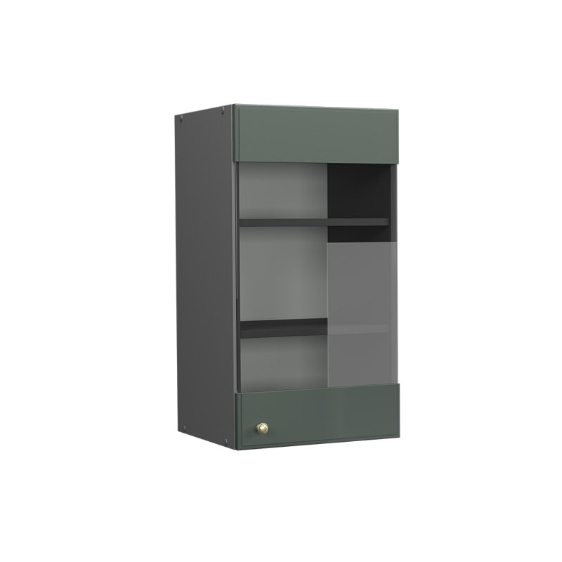 Glass Cabinet Anthracite/Green, Country House Style, Green/Grey