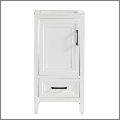 Fully Assembled 18'' White Freestanding Bathroom Cabinet with Ceramic Top