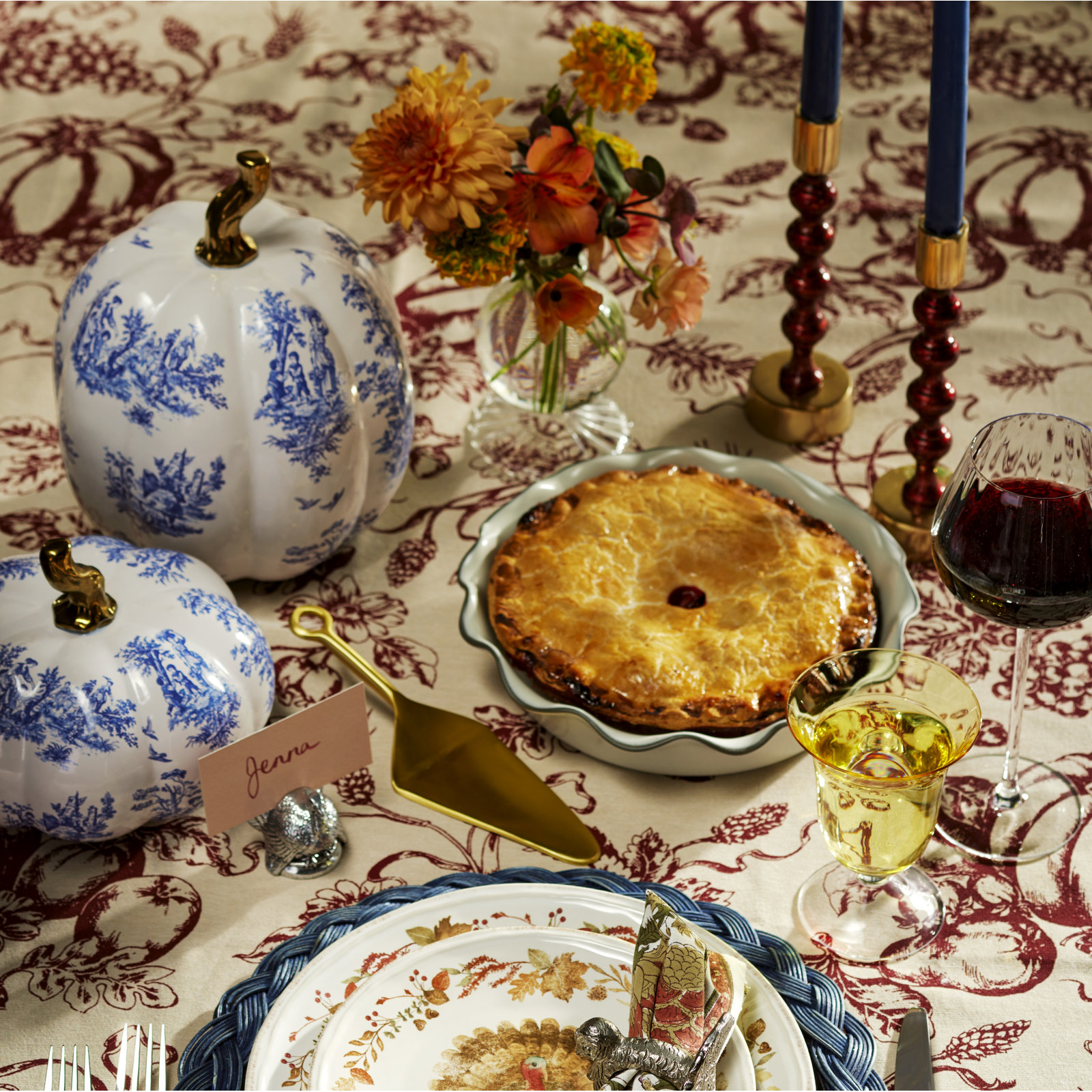 Pumpkin Toile Collection Pumpkin Toile Placemat, 60" W x 102" L