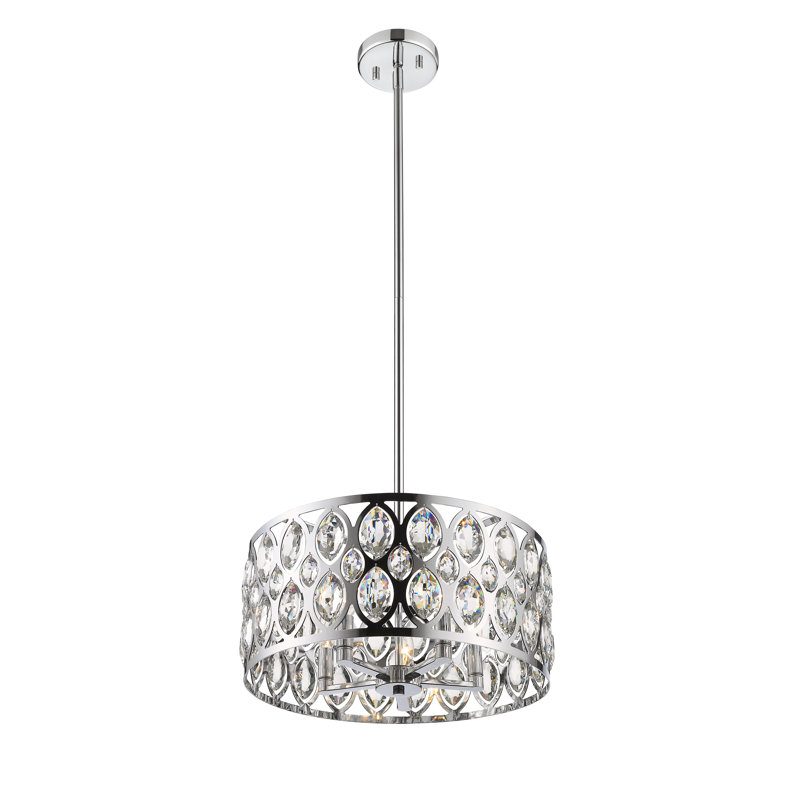 Delphina 5 - Light Dimmable Drum Chandelier, Chrome, 9" H x 19.75" W x 19.75" D