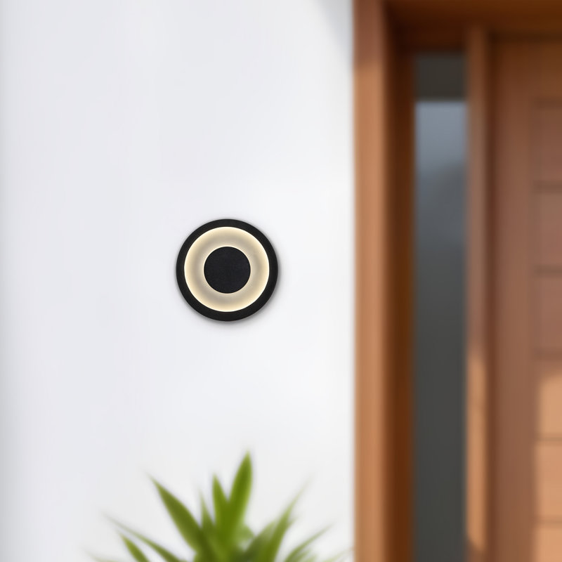 Stephord Outdoor Sconce, Black/Frosted Glass