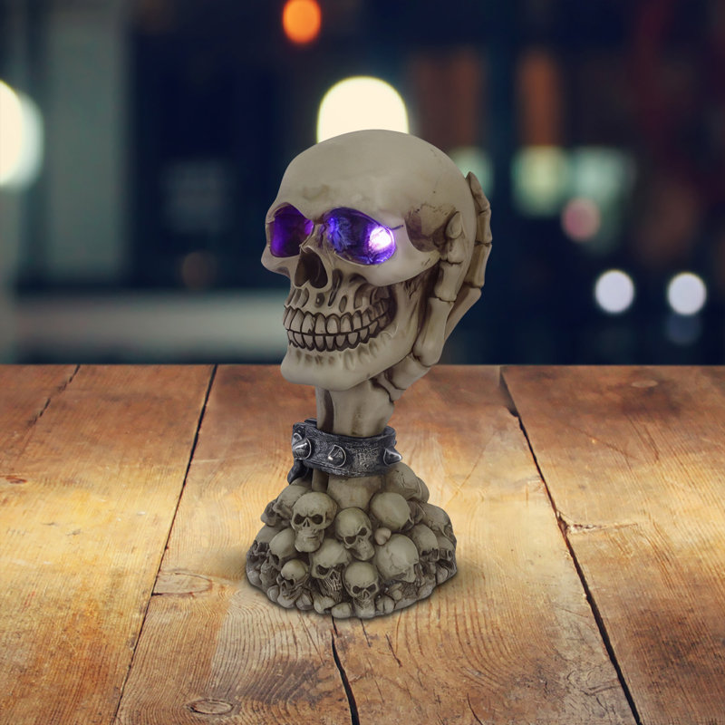 6"H Skull Pile with LED Figurine