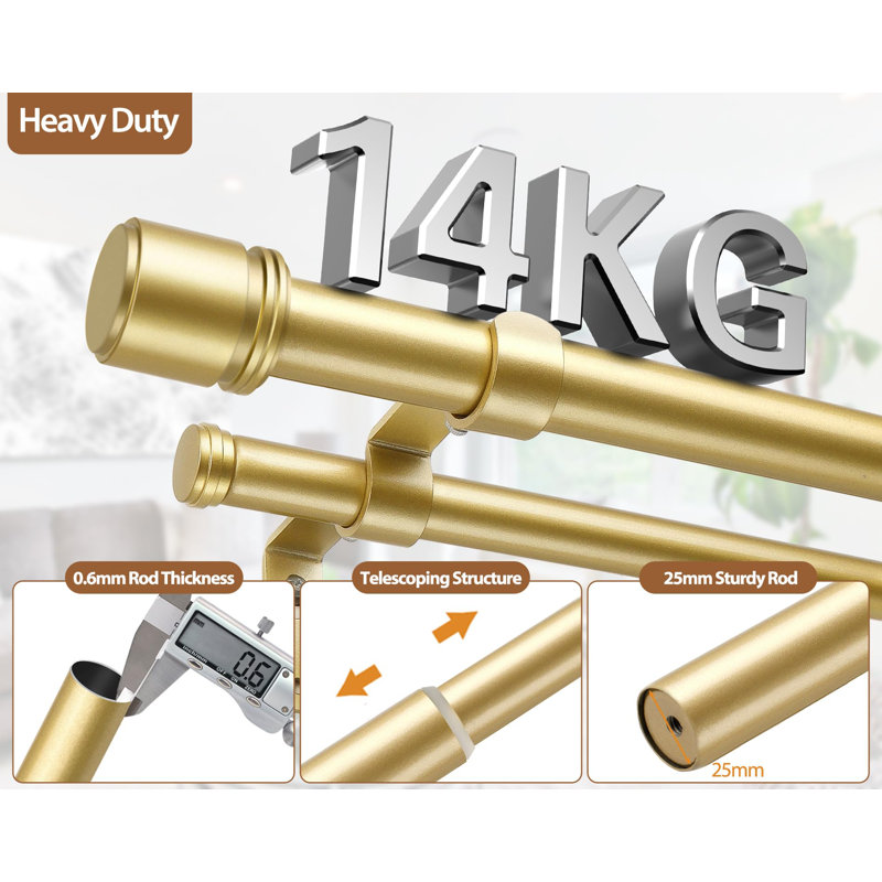 182cm Straight Shower Curtain Pole, Gold