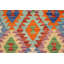 Tapis bleu / rouille / beige à motif géométrique en laine tissé à plat rectangulaire Rippeon