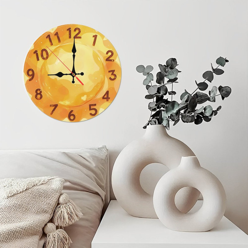 Horloge jaune aquarelle
