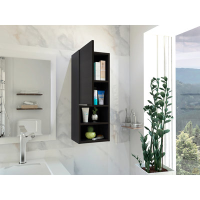 Armoire de salle de bain, deux tablettes intérieures, deux tablettes extérieures, armoire à une porte