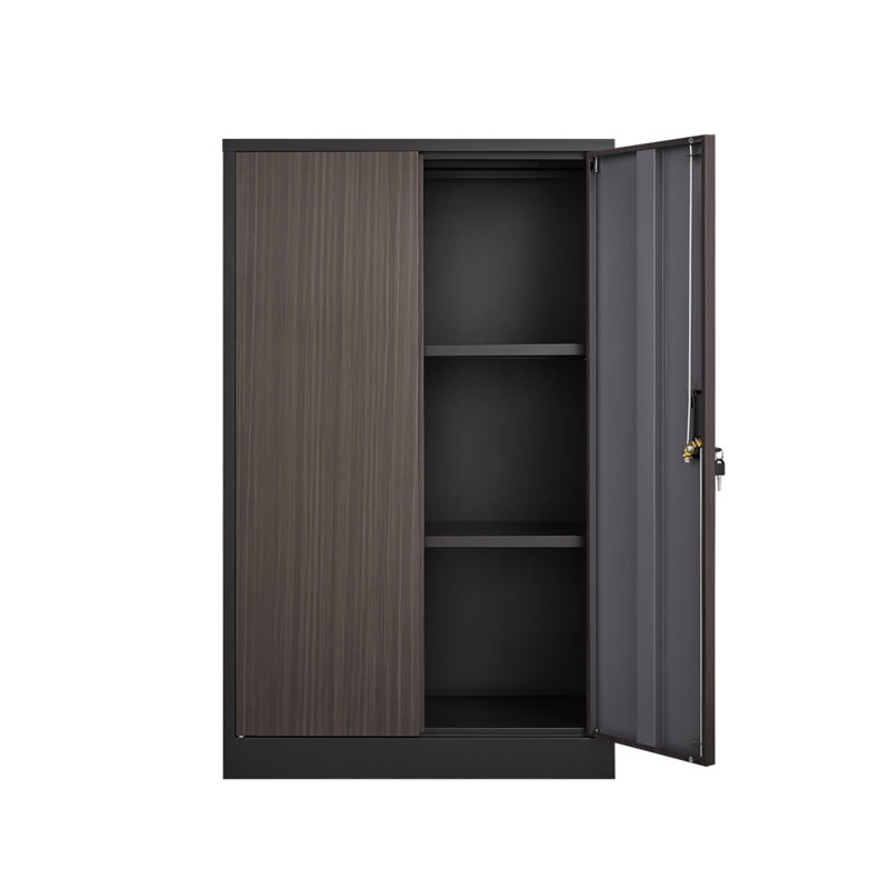 Black Metal Folding Storage Cabinet – Lockable Doors With Adjustable Shelf, Easy-assembly Folding Filing Locker For Home Office/school/garage, Compact Design For Moving & Small Spaces