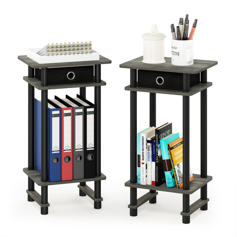 Table de bout avec rangement Asid, Chêne français gris / noir