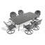 Ensemble de salle à manger toutes saisons en fonte d'aluminium avec chaises pivotantes et table rectangulaire pour profiter de l'extérieur-440018609